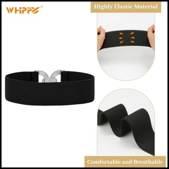 Wide Elastic Belt with Hollow Out Round Buckle, Stretchy Waistband main image 7